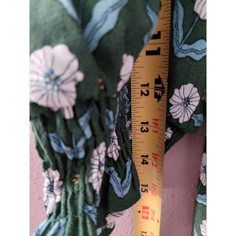 Boden Dress Women's US 12R Long Green Blue Floral Maxi Viscose Side Pockets - Picture 11 of 12